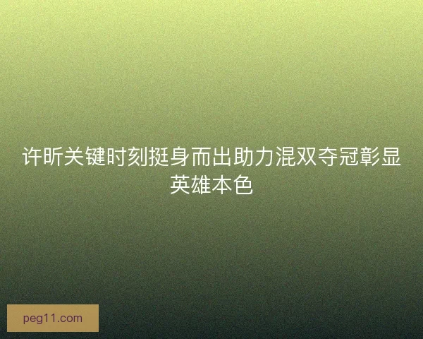 许昕关键时刻挺身而出助力混双夺冠彰显英雄本色